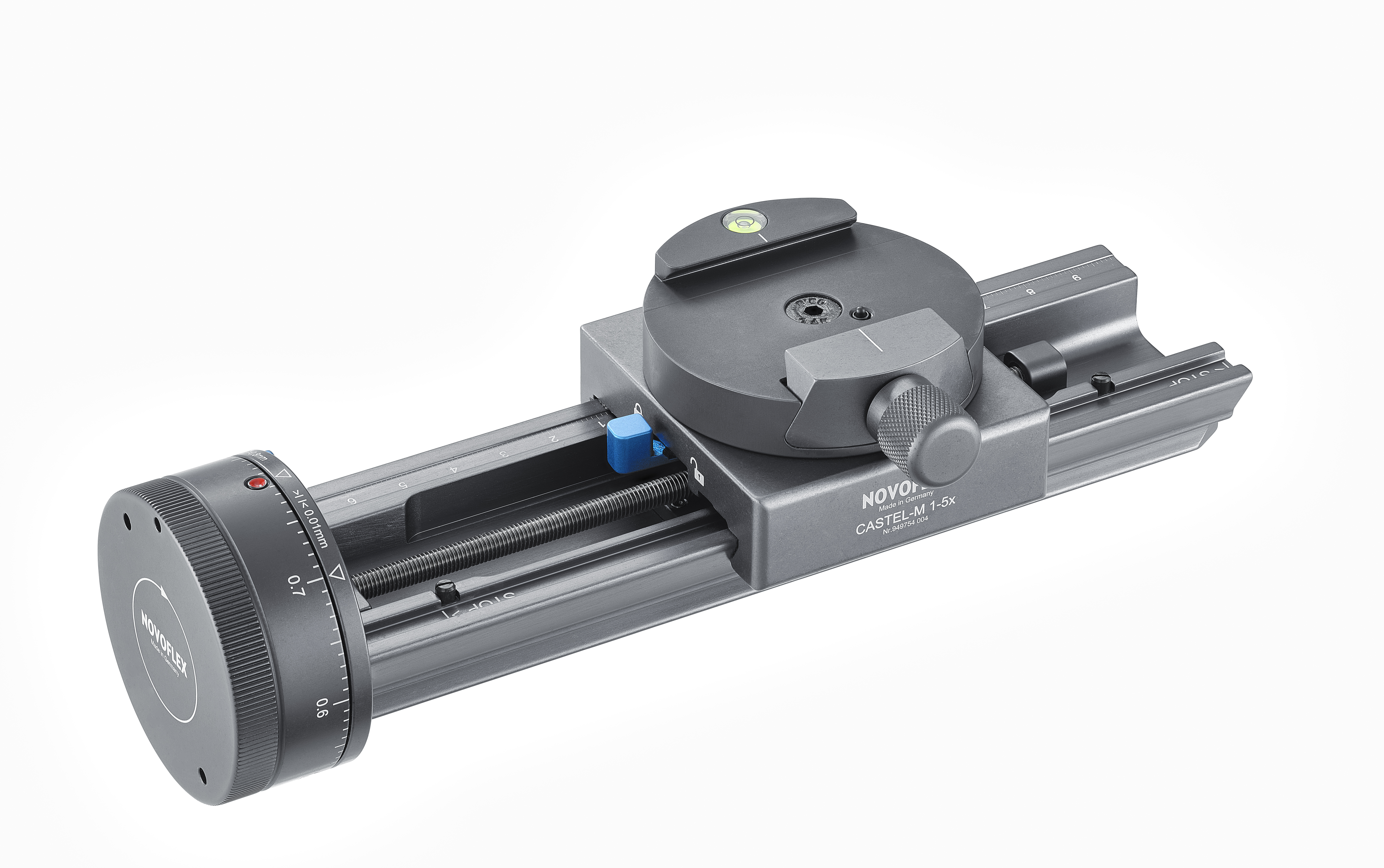 Novoflex Castel-M Einstellschlitten mit Fokusrad & Rasterungen Novoflex Castel-M Einstellschlitten mit Fokusrad & Rasterungen