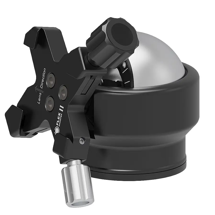 Flexshooter Pro (Silver Edition) testa multi-treppiede/tele inclinabile con morsetto a vite argento anodizzato argento anodizzato - morsetto a vite