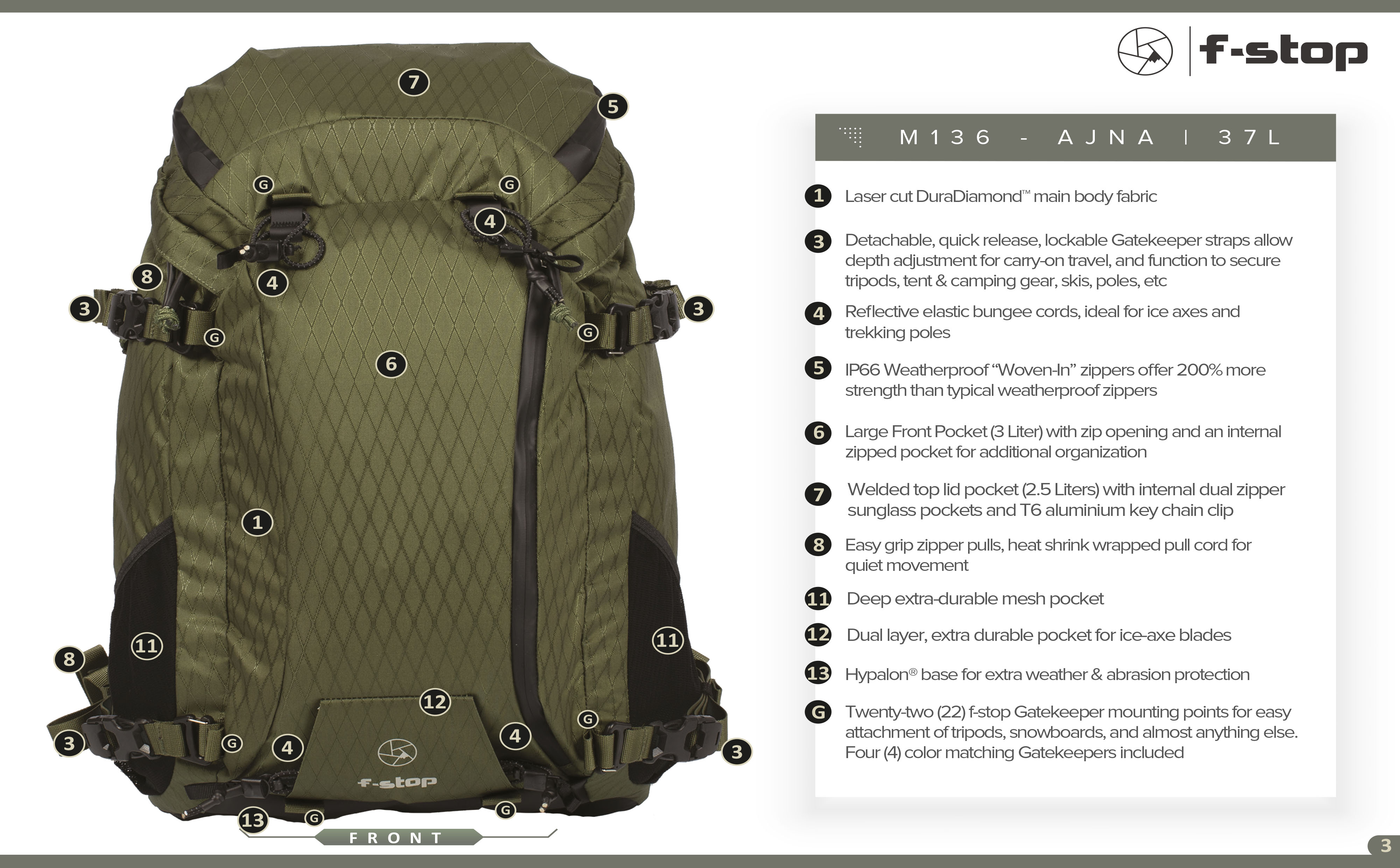 f-stop AJNA 37l DuraDiamond™ Rucksack -Cypress Green f-stop AJNA 37l DuraDiamond™ Rucksack -Cypress Green