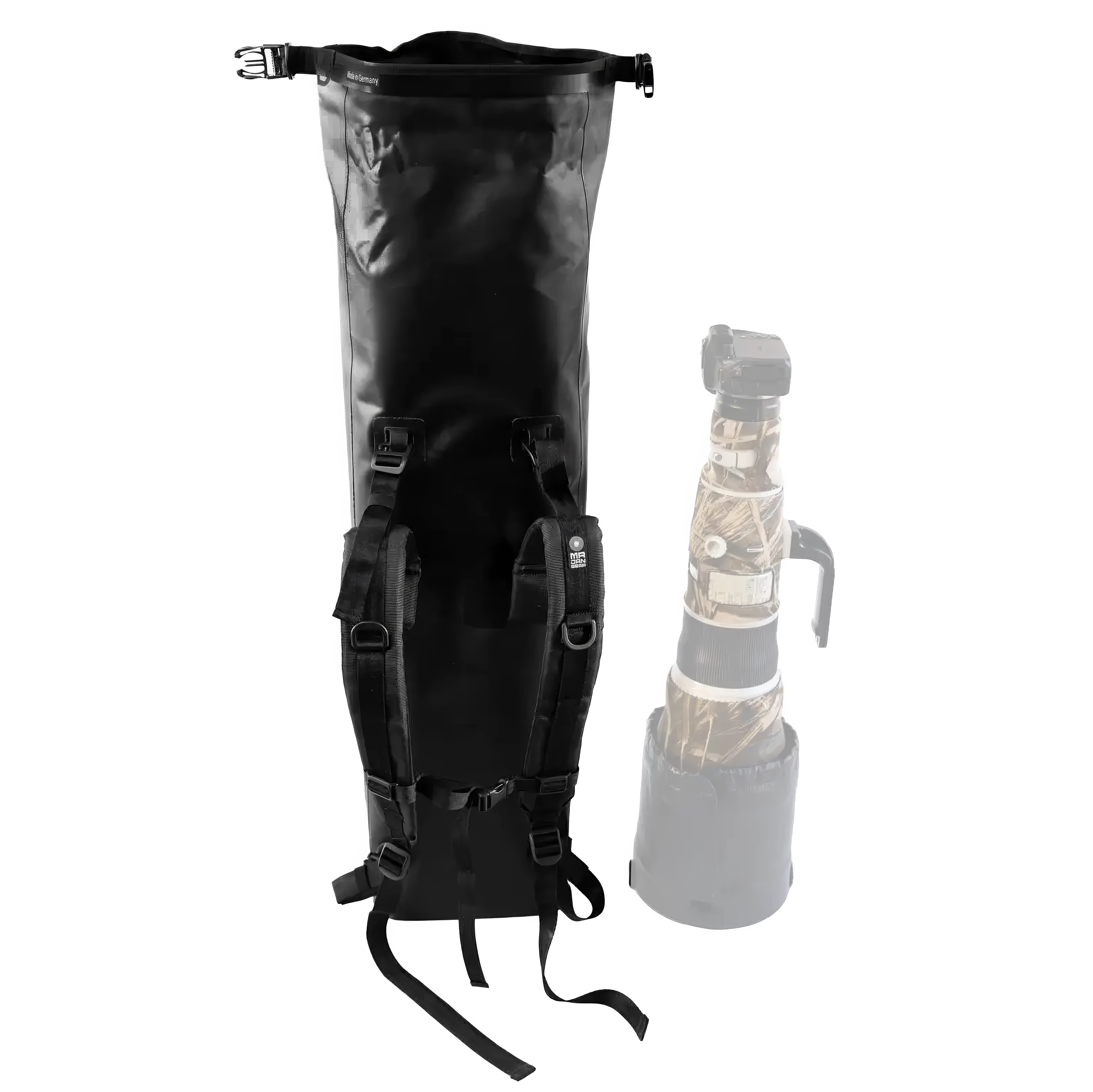 MR JAN GEAR Hippo - Mochila de guardia impermeable para superteleobjetivo Hippo completa (cierre enrollable + inserto + sistema de transporte) - MrJanGear Acabado: Hippo completo (Rolltop+inserto+sistema de transporte)