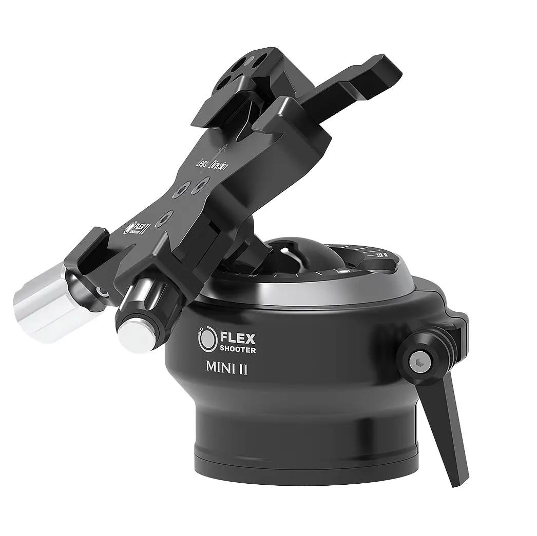 FLEXSHOOTER Mini II Lever (Silver Edition) mit Hebelklemme silber eloxiert - Klemmtyp: Hebelklemmung | Kugelfarbe: silber eloxiert