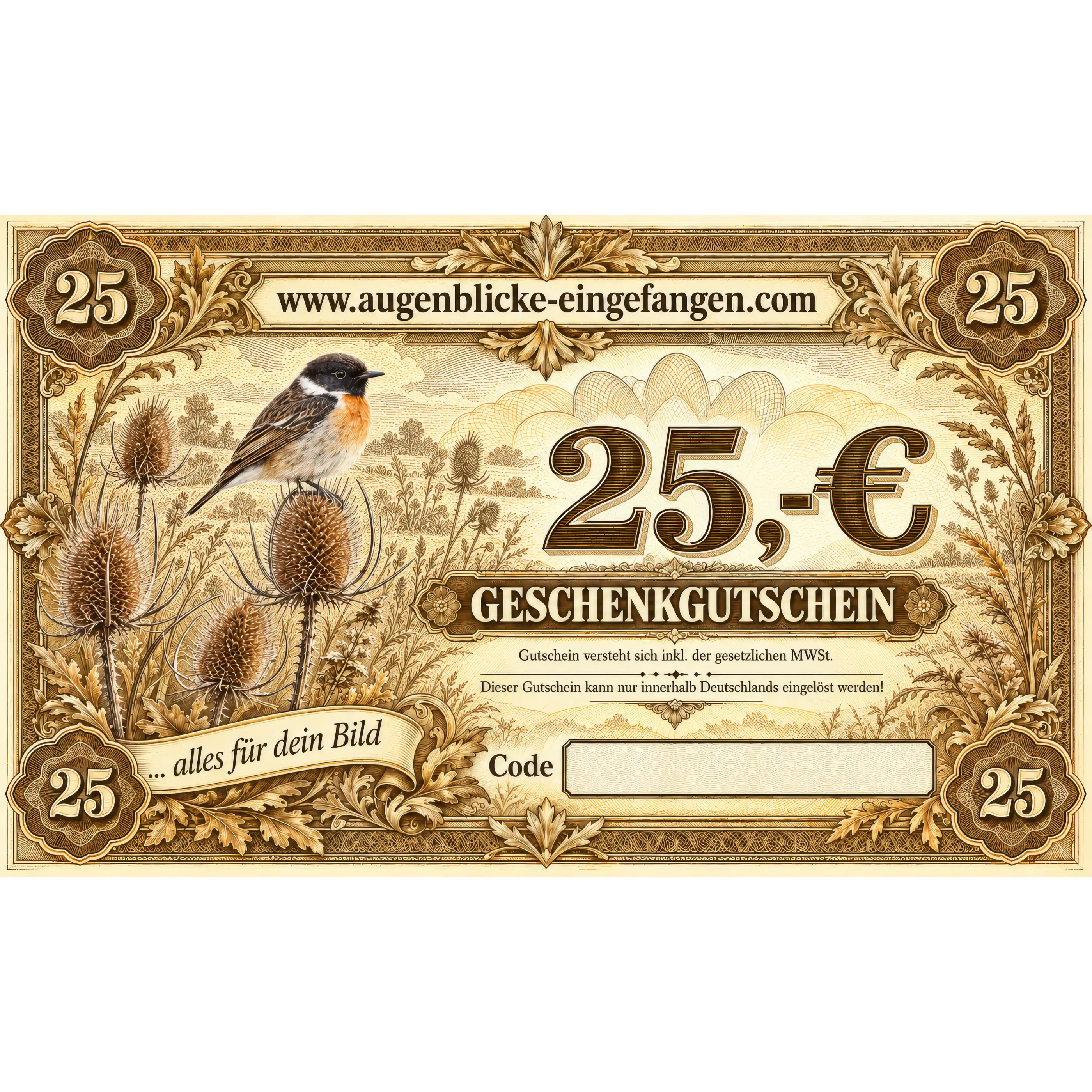 Geschenkgutschein - 25 Euro