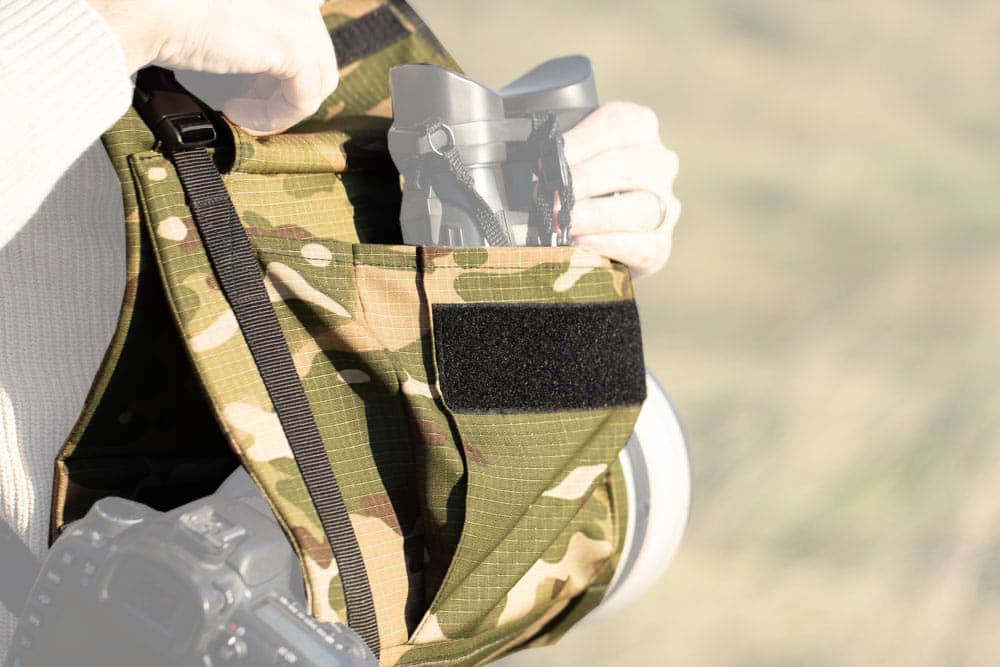 MR JAN GEAR Lens Carrier System, Tragesystem für lange Teleobjektive mit Tarnmuster MR JAN GEAR Lens Carrier System, Tragesystem für lange Teleobjektive mit Tarnmuster