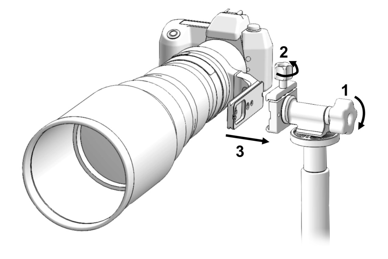 Wimberley MH-100 MonoGimbal Head Einweg Gimbal Neiger Befestigung des Objektivs am MH-100