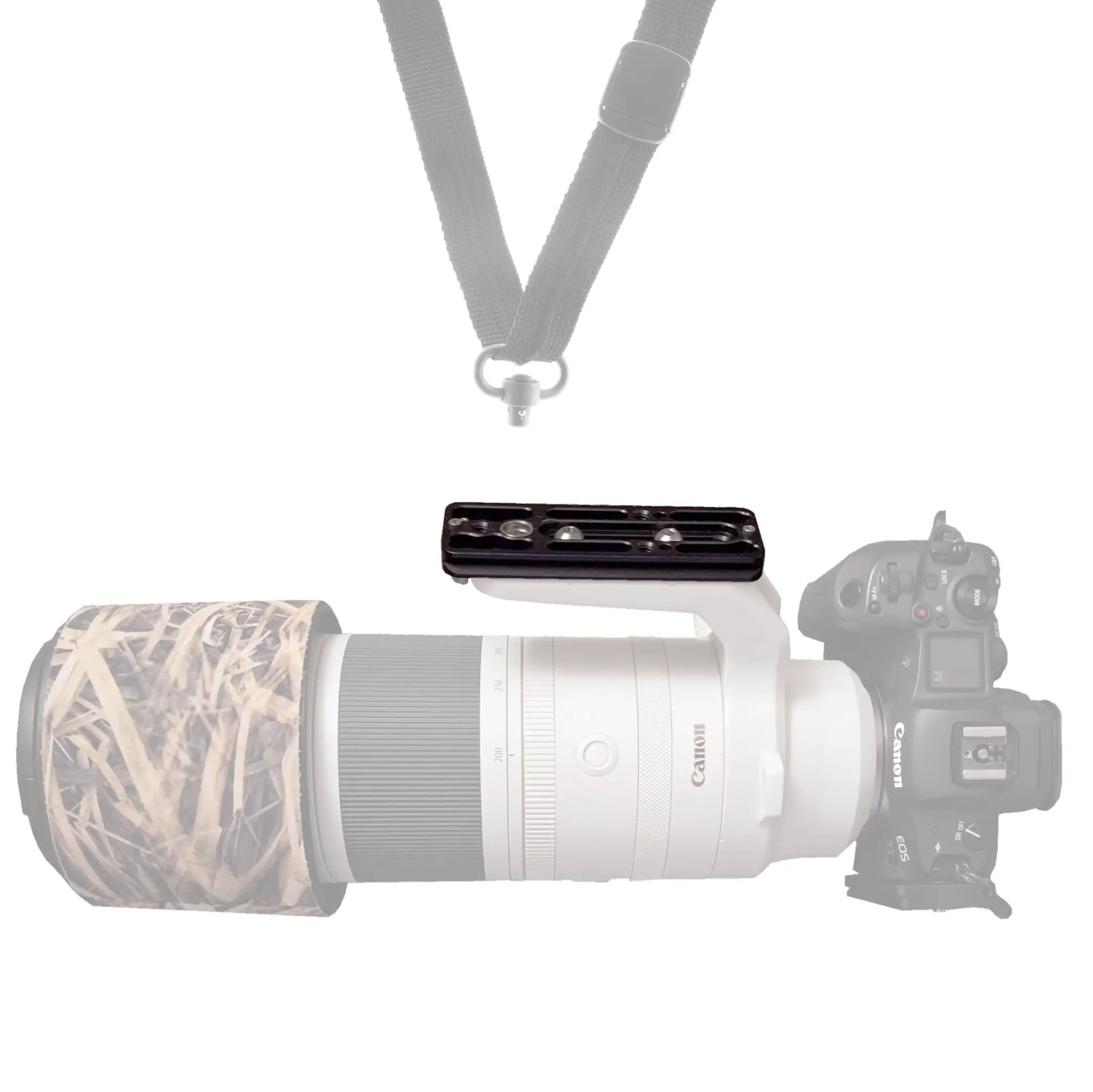 Kirk KLP-450-2NL Universal-Objektivplatte (114 mm) mit QD-Aufnahme & 2 Schrauben an CANON RF 200-800MM F6.3-9 IS USM