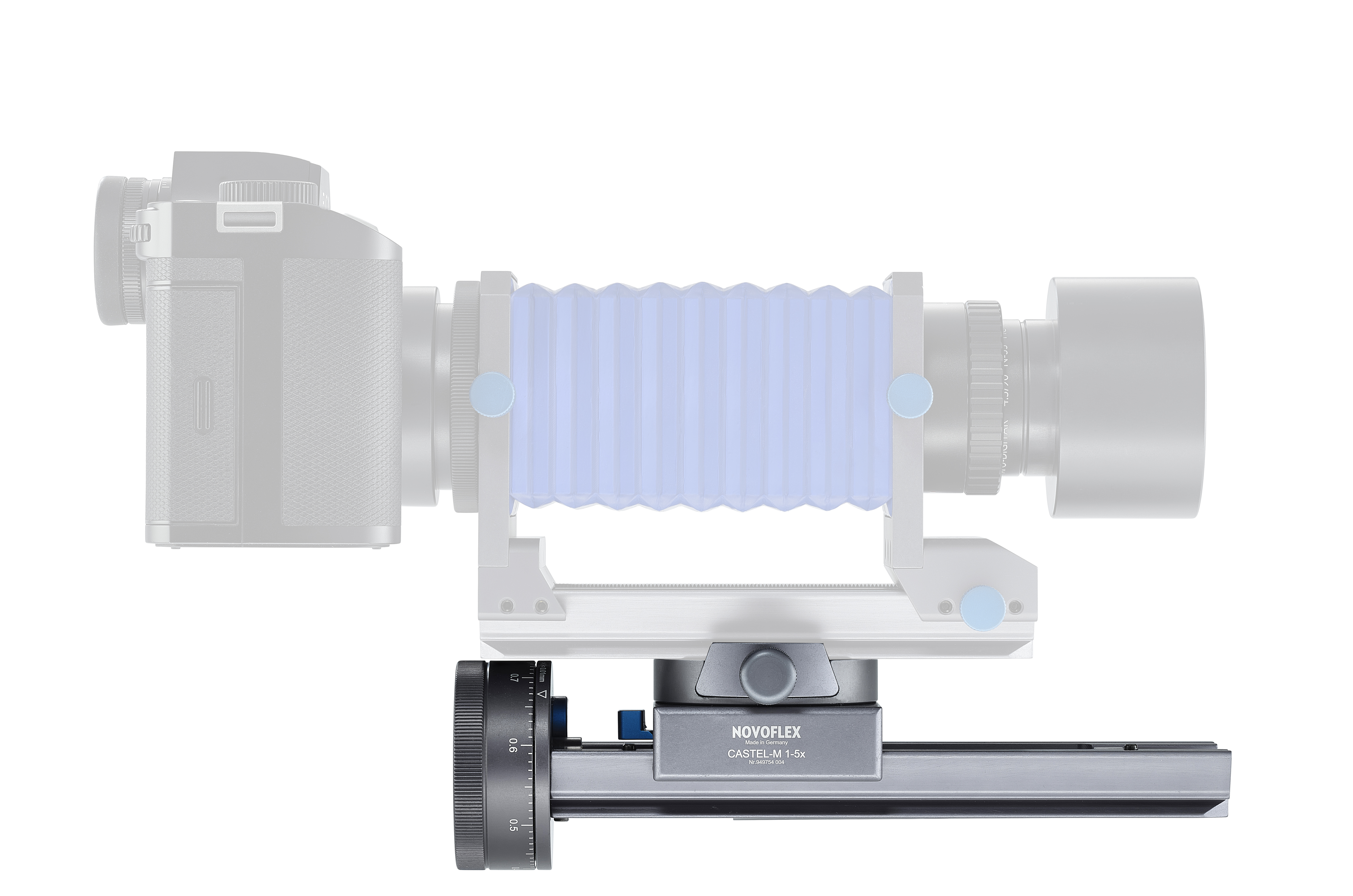 Novoflex Castel-M Einstellschlitten mit Fokusrad & Rasterungen Novoflex Castel-M Einstellschlitten mit Fokusrad & Rasterungen
