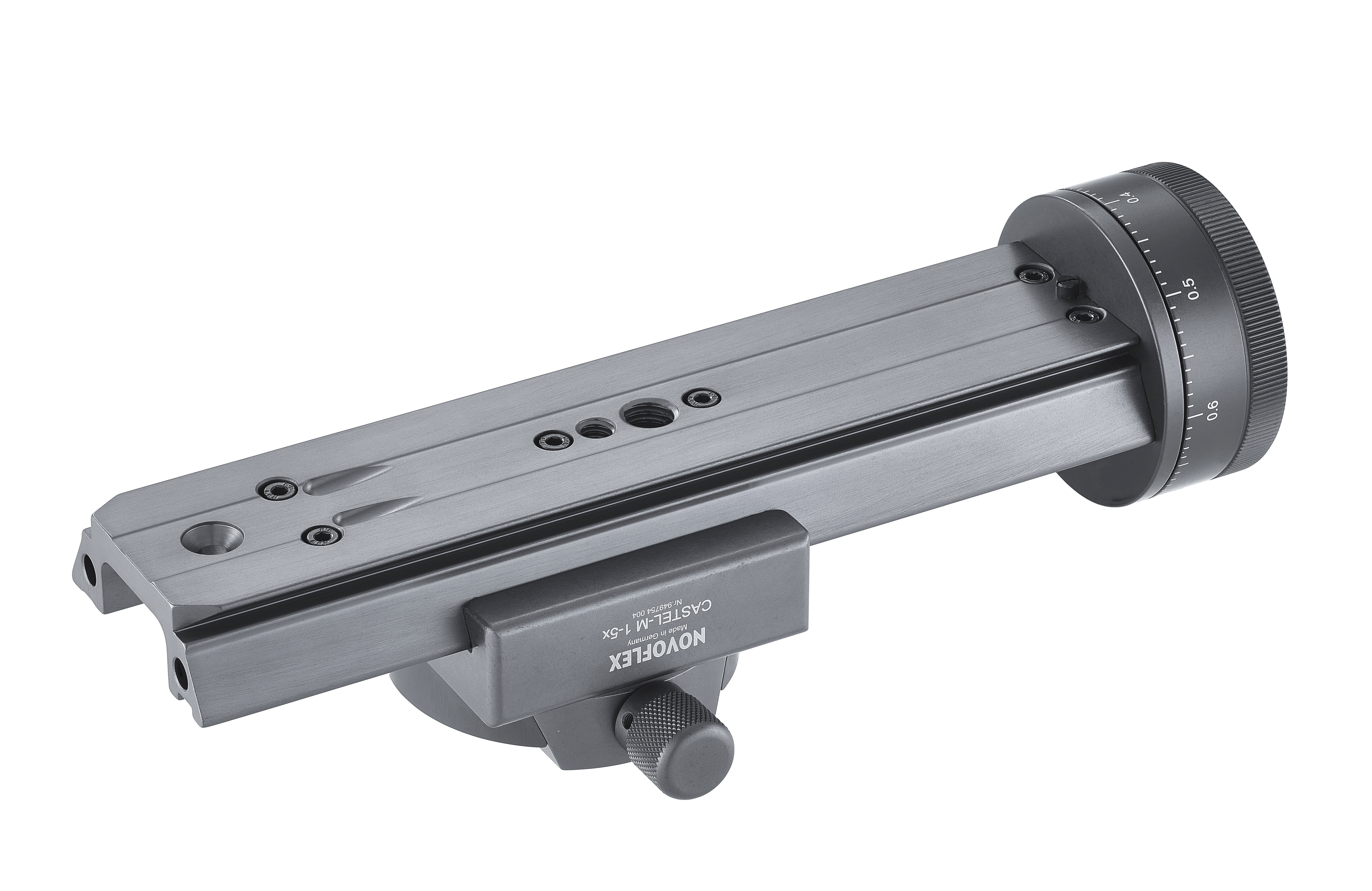 Novoflex Castel-M Einstellschlitten mit Fokusrad & Rasterungen Novoflex Castel-M Einstellschlitten mit Fokusrad & Rasterungen