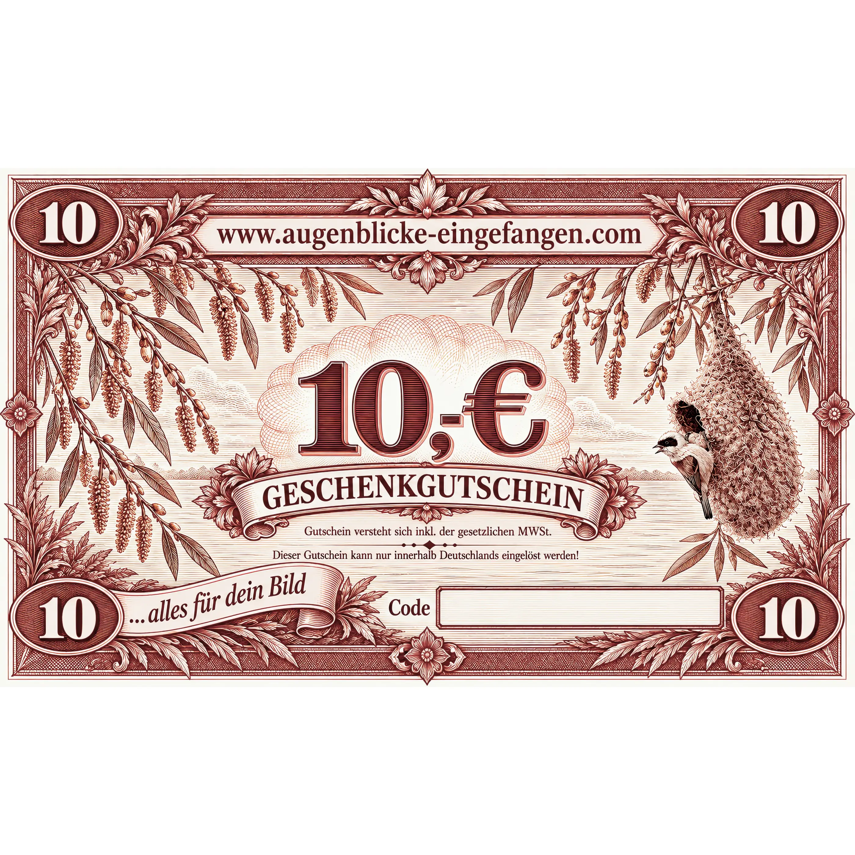 Vale regalo 10 euros - Valor del vale: 10 euros