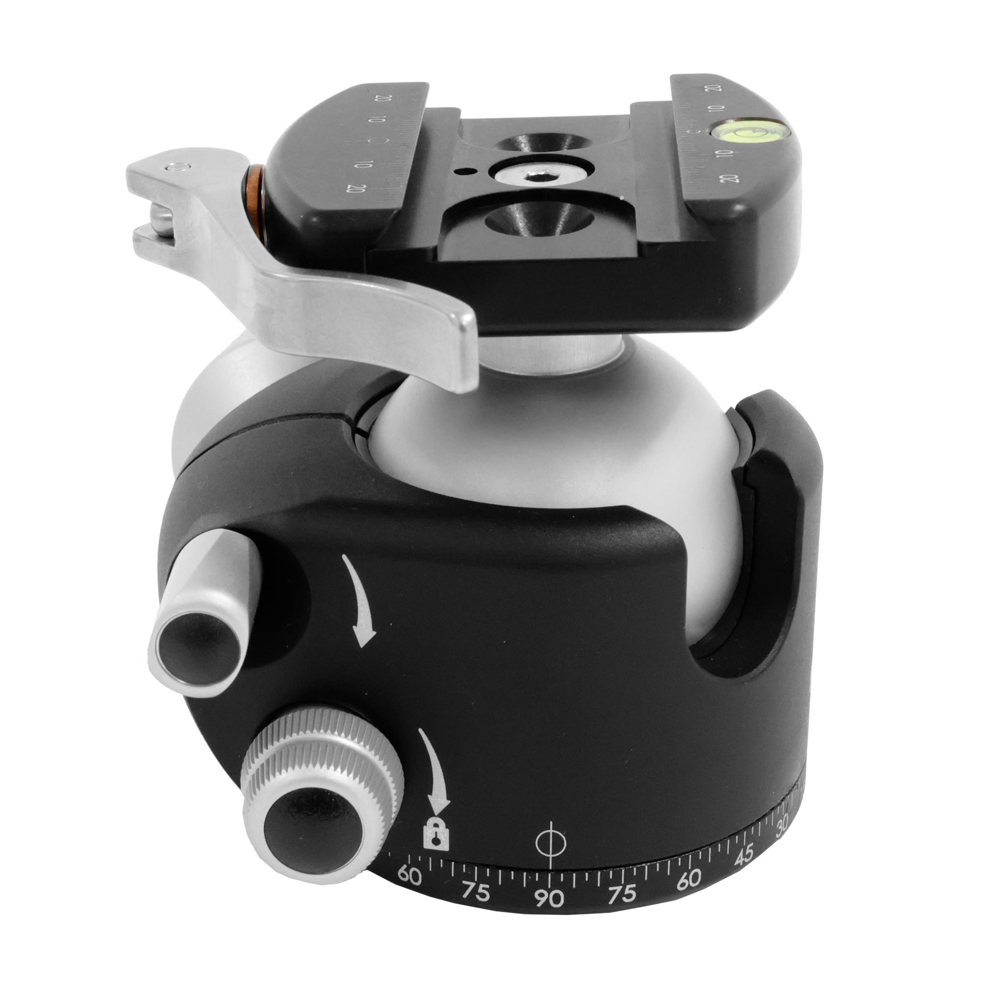 Really Right Stuff BH-55 LR - Kugelkopf mit B2 LR II Schnellwechselklemme mit Klemmhebel Really Right Stuff BH-55 LR - Kugelkopf mit B2 LR II Schnellwechselklemme mit Klemmhebel