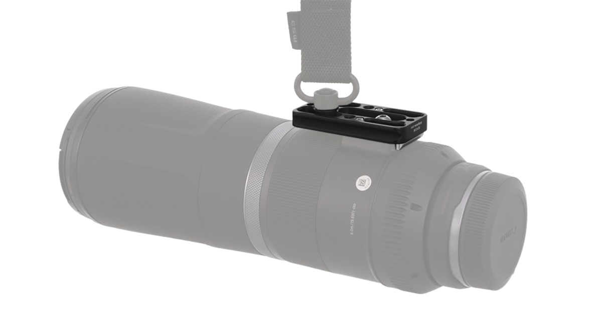 Kirk KLP-310 Universal-Objektivplatte (79 mm) mit QD-Aufnahme an Canon RF 800mm f/11