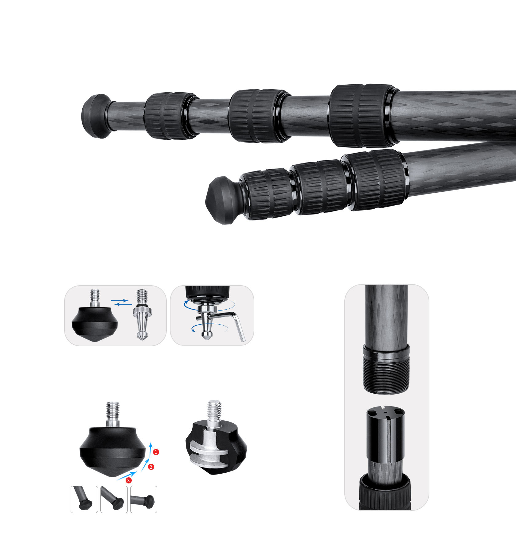 Leofoto LO-324C Karbon-Stativ mit nivellierbarer Mittelsäule Leofoto LO-324C Karbon-Stativ mit nivellierbarer Mittelsäule