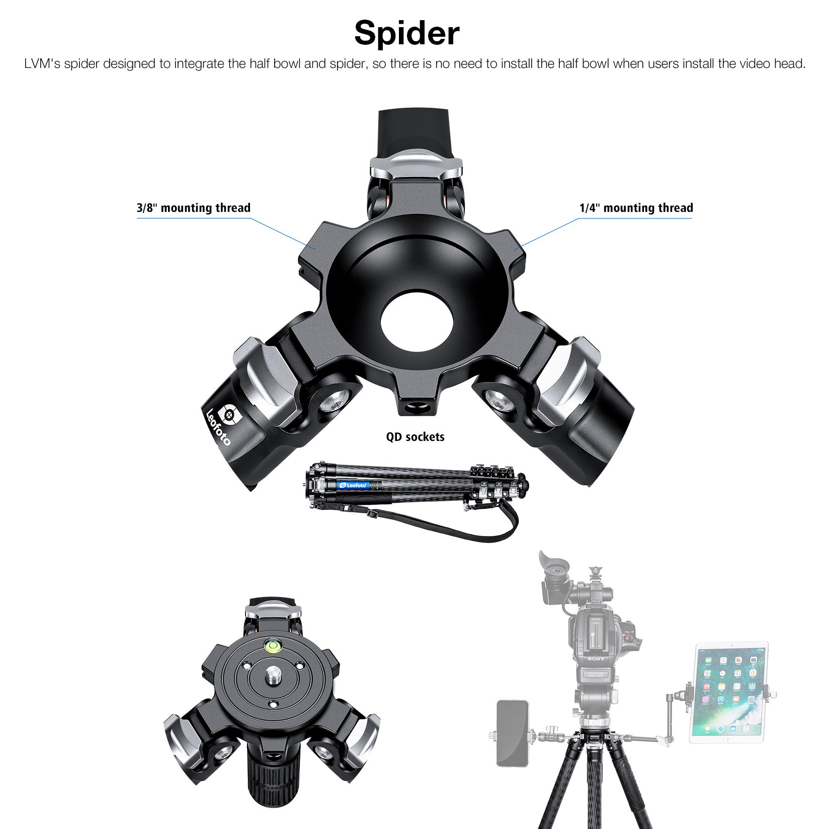 Leofoto LVM-324C Manba Karbon Stativ mit integrierter Nivellierung Leofoto LVM-324C Manba Karbon Stativ mit integrierter Nivellierung