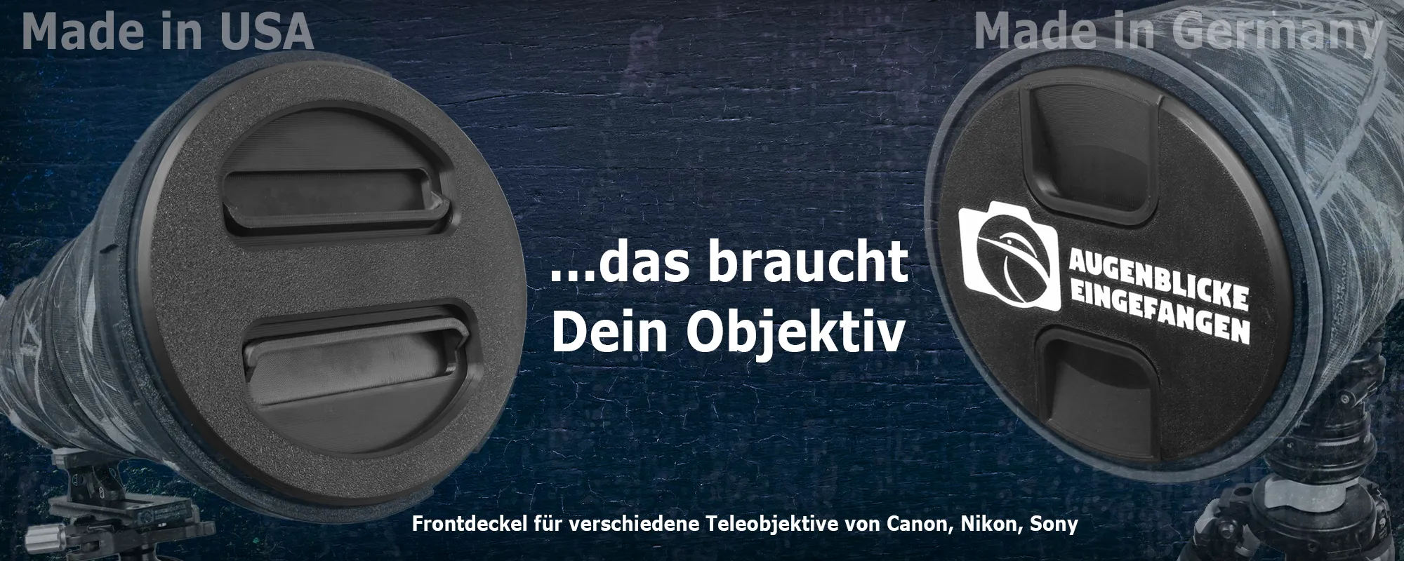 Passgenaue Objektivdeckel für Tele-Objektive von Canon, Nikon, Sony, Sigma  Passgenaue Objektivdeckel für Tele-Objektive von Canon, Nikon, Sony, Sigma