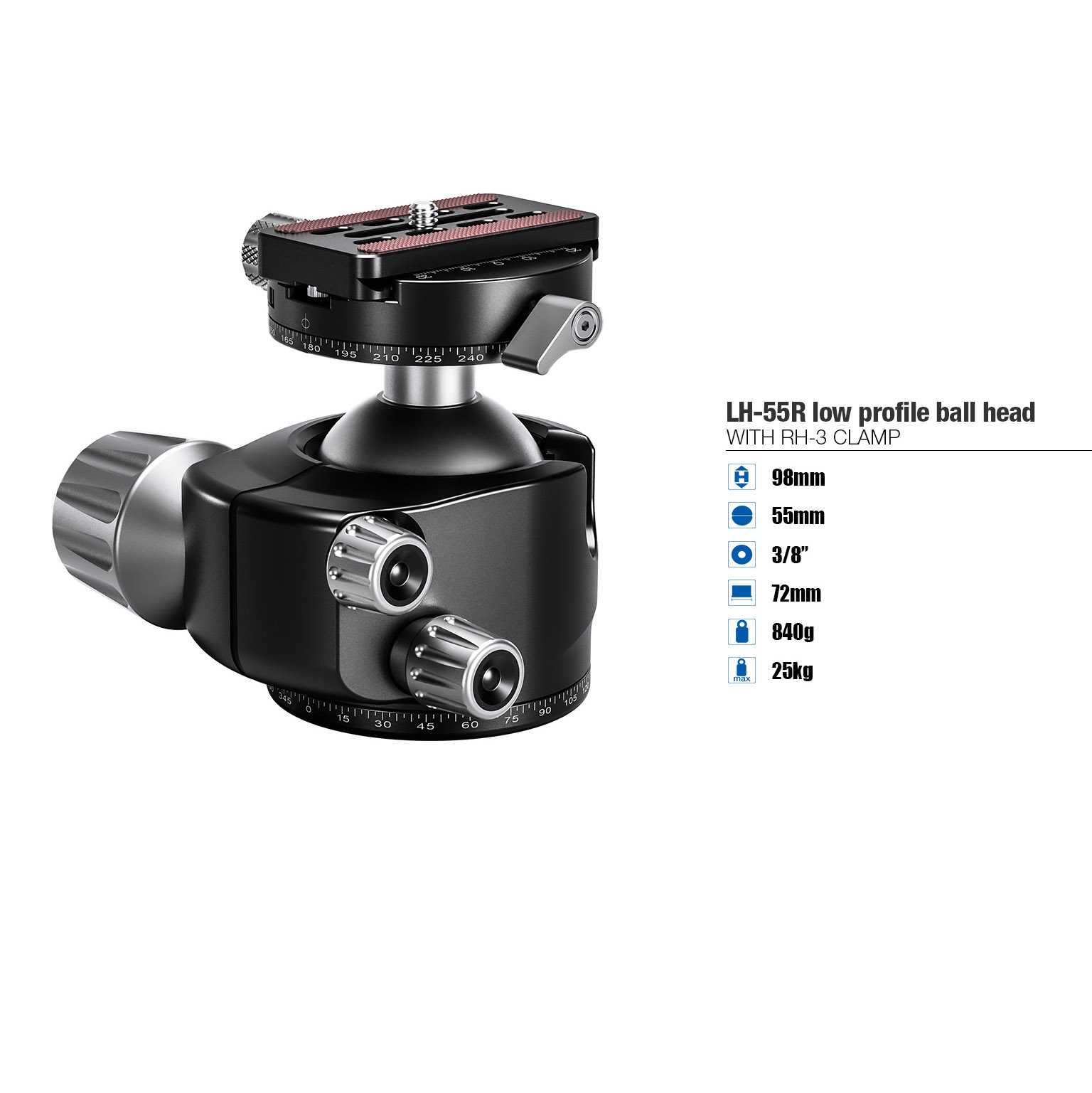 Leofoto LH-55R Kugelkopf mit Panorama-Klemme & NP-60 Kameraplatte Leofoto LH-55R Kugelkopf mit Panorama-Klemme & NP-60 Kameraplatte