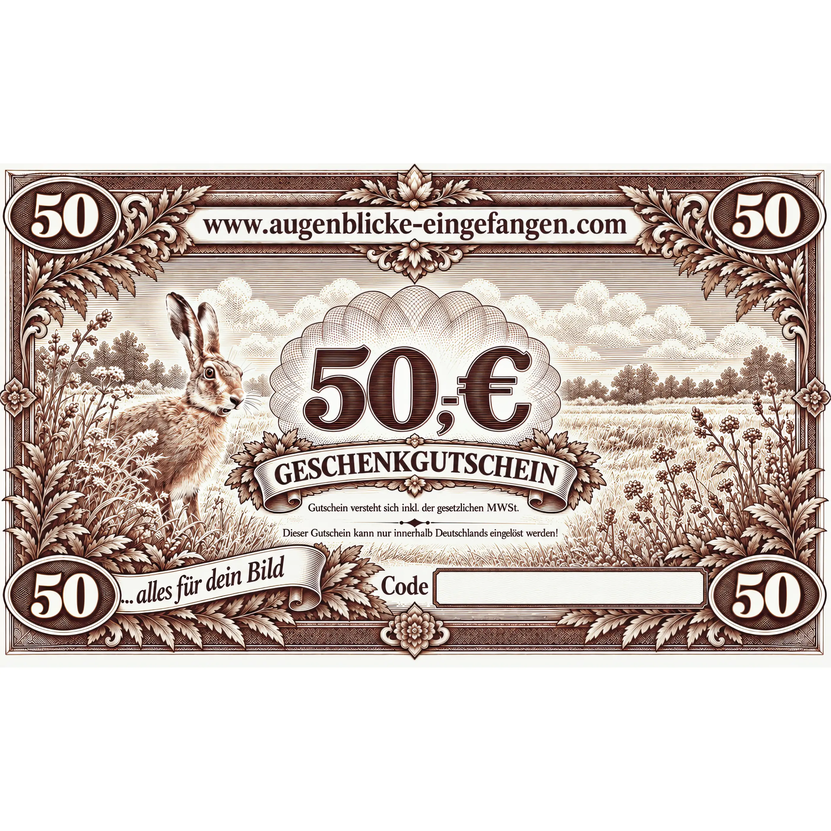 Vale regalo 50 euros - Valor del vale: 50 euros