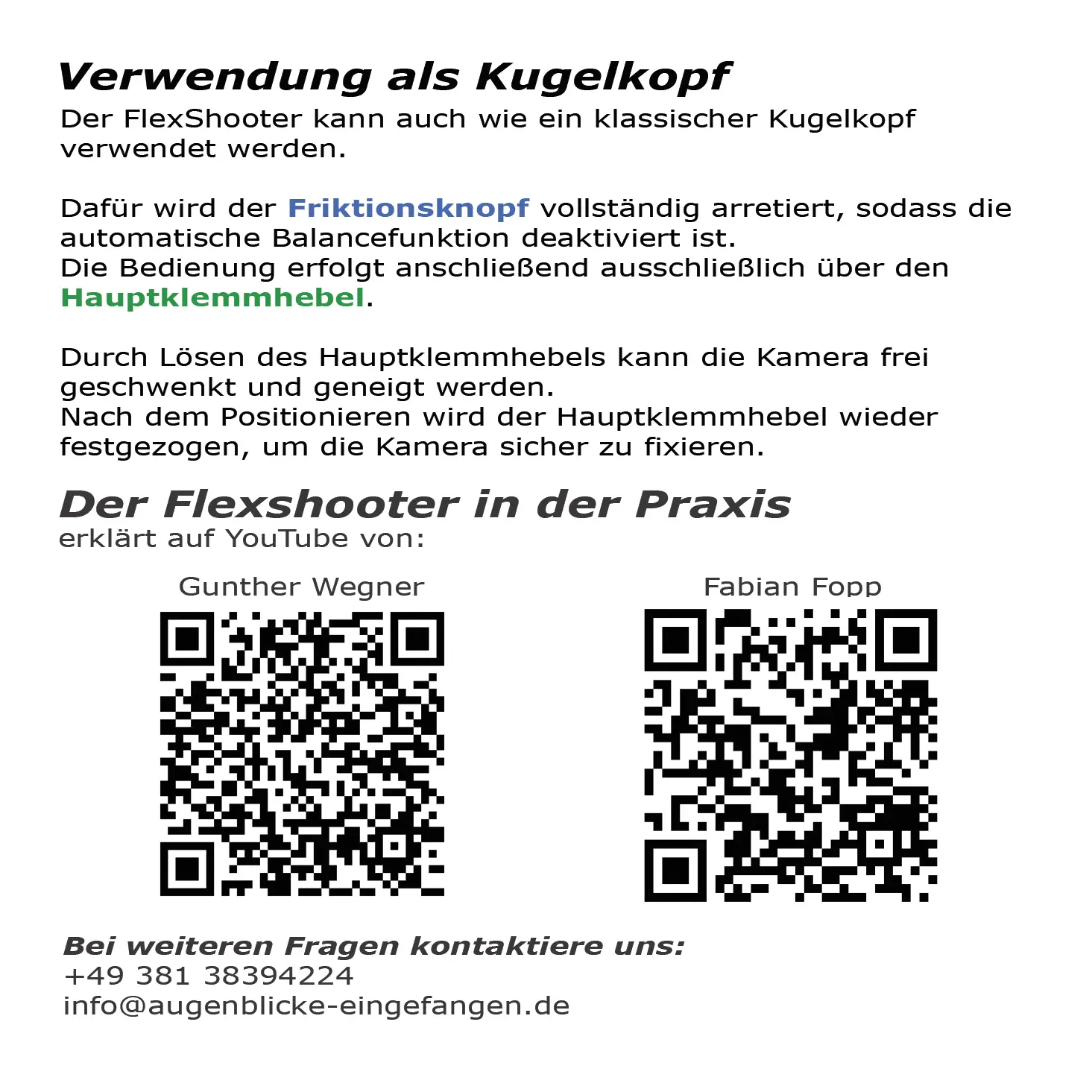 FAQ sulla testa del treppiede Flexshooter