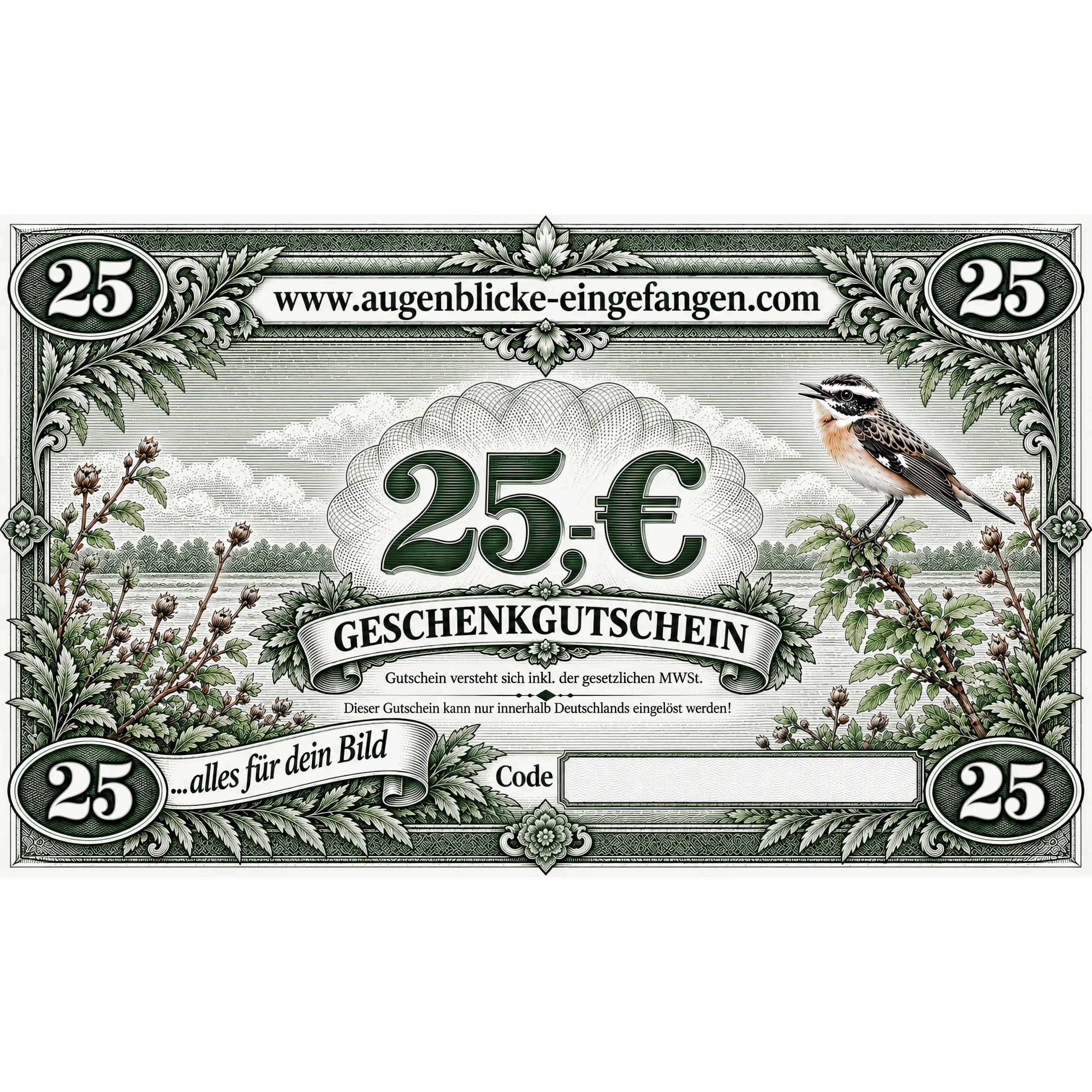 Vale de regalo 25 euros - Valor del vale: 25 euros