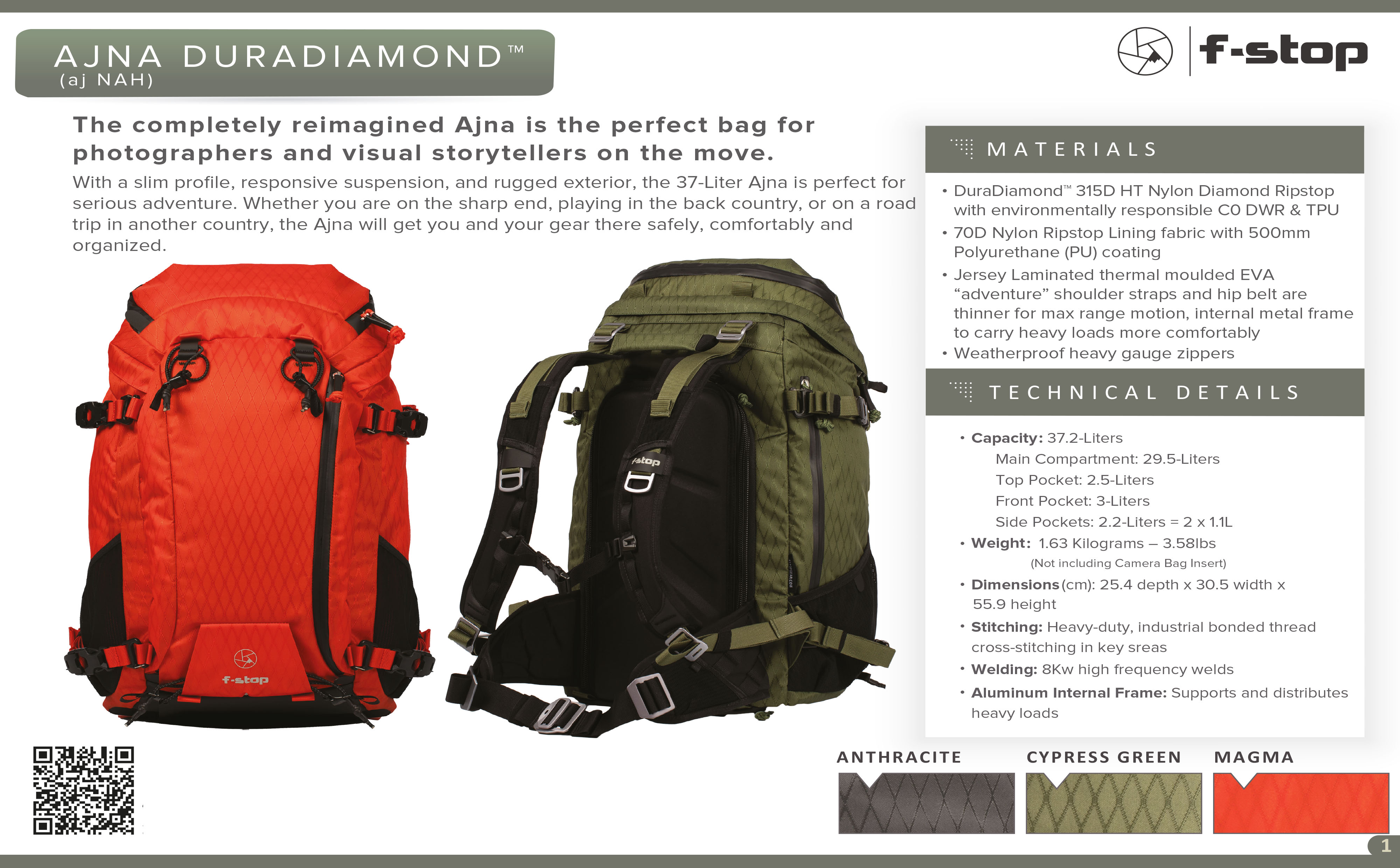 f-stop AJNA 37l DuraDiamond™ Rucksack -Cypress Green f-stop AJNA 37l DuraDiamond™ Rucksack -Cypress Green