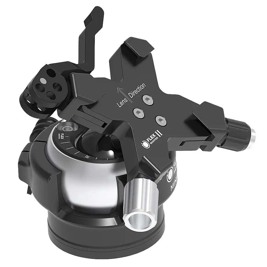 FLEXSHOOTER Mini II Lever (Silver Edition) mit Hebelklemme silber eloxiert - Klemmtyp: Hebelklemmung | Kugelfarbe: silber eloxiert