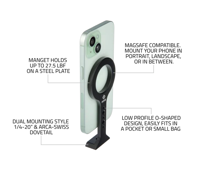 Soporte magnético para trípode de teléfono Really Right Stuff MPM-01: cola de milano Arca
