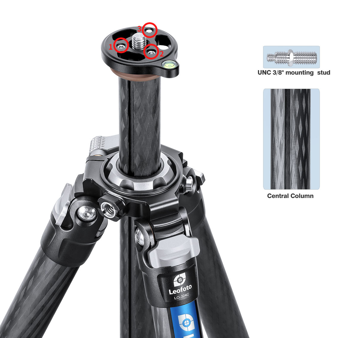 Leofoto LO-324C Karbon-Stativ mit nivellierbarer Mittelsäule Leofoto LO-324C Karbon-Stativ mit nivellierbarer Mittelsäule